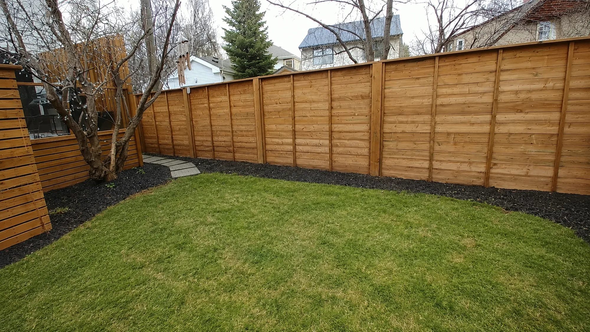 Cedar fence in Mount Royal, Calgary